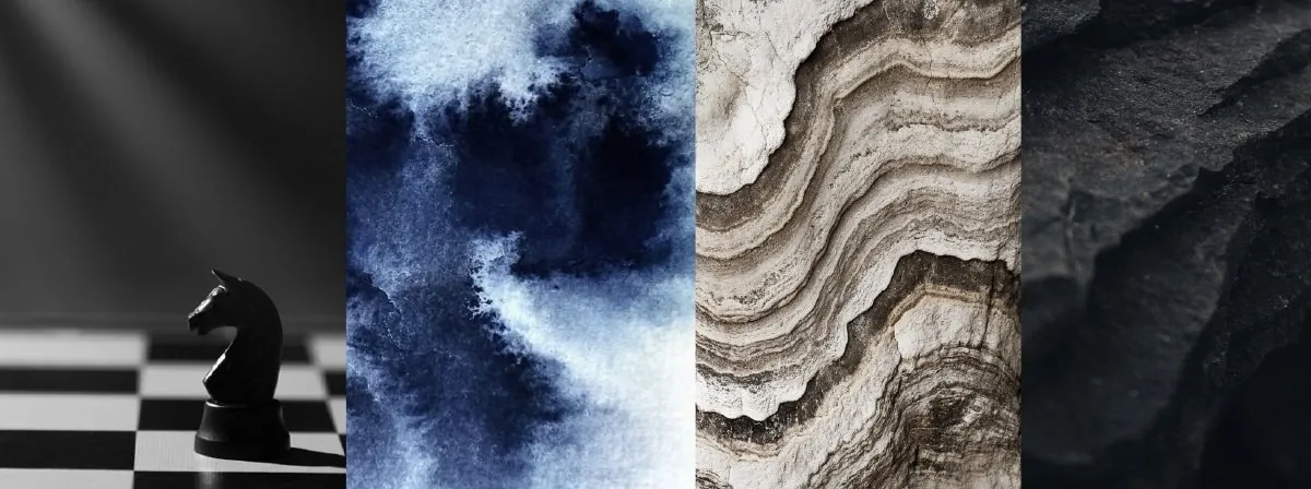 Moodboard des Analystes : pierre froide, eau profonde, minéral